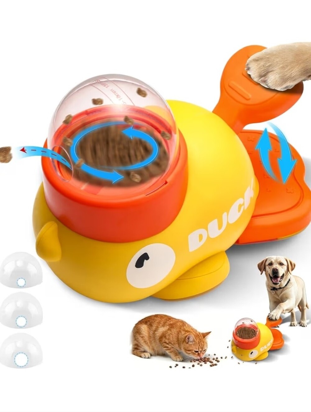 Duck Interactive Pet Feeder Toy - Yellow and Orange